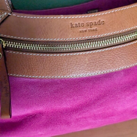 Kate Spade Hot Pink Suede Satchel Handbag - Picture 2 of 12